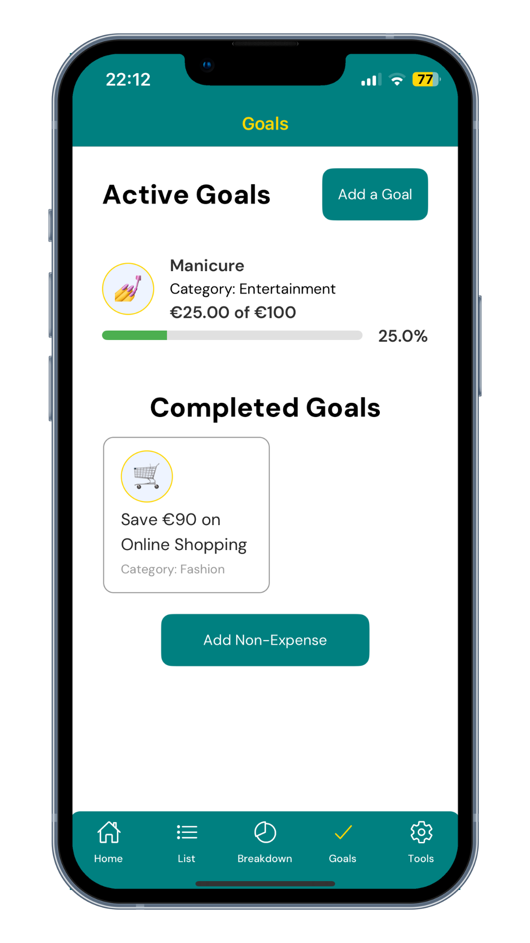 Goals Screenshot Goals