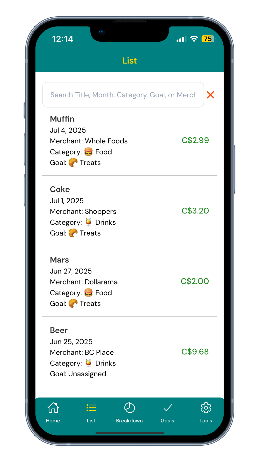 List Screenshot List
